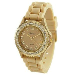 Geneva Silicone Women's Watch, Gold